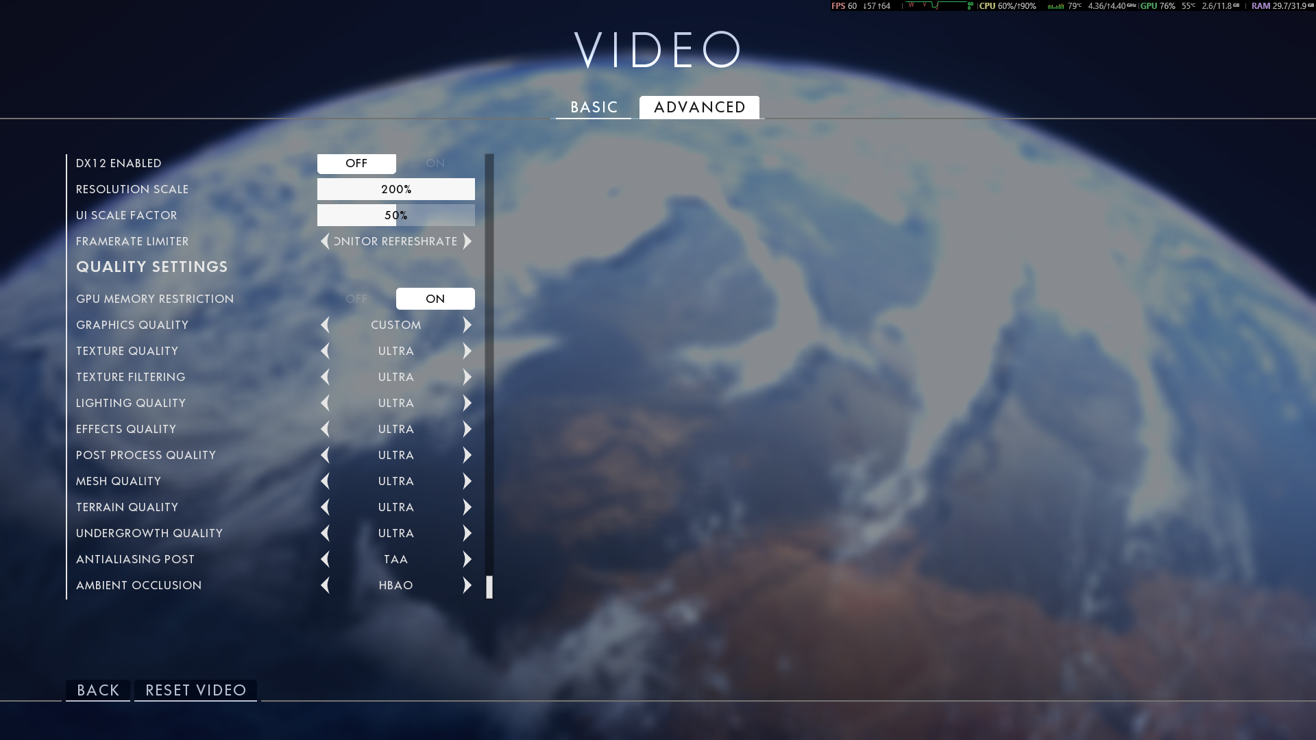 Battlefield 1 settings